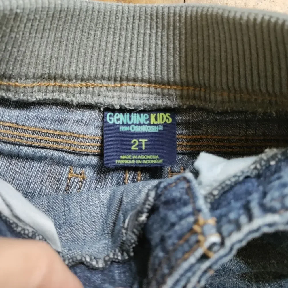 Oshkosh jeans size 2T boys pull on elastic waist straight leg Cotton